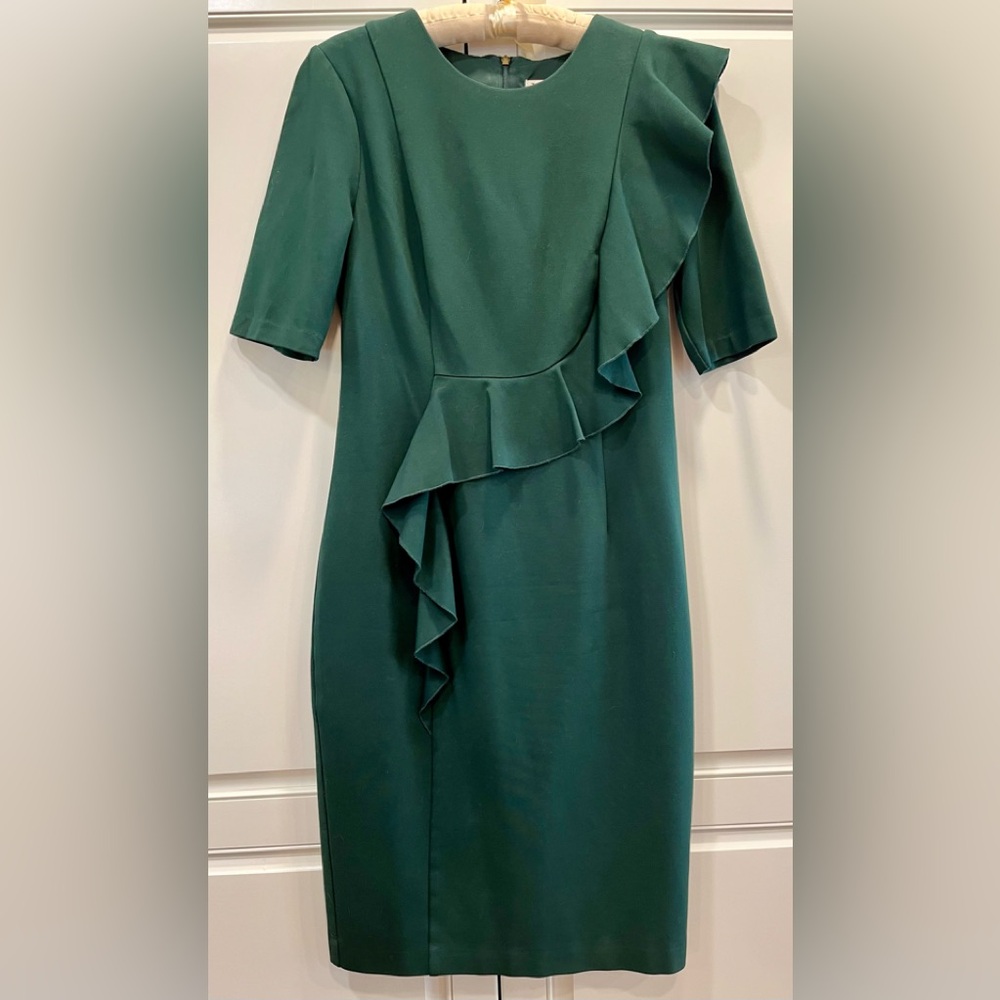 Trina Turk Lake Frolic Green Ruffle Jersey Dress Size 10